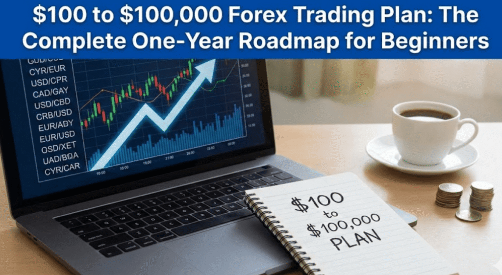 $100 to $100,000 Forex Trading Plan: The Complete One-Year Roadmap for Beginners